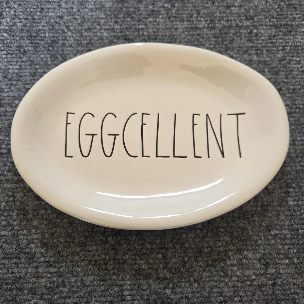 Rae Dunn “EGGCELLENT” Oval Ceramic‎ Tray Plate
